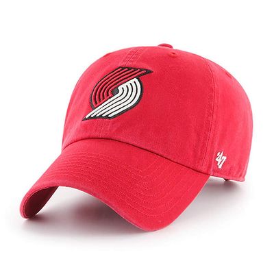 47 NBA Alternate Clean Up Adjustable Hat, One Size Fits All (Portland Trail Blazers Red)