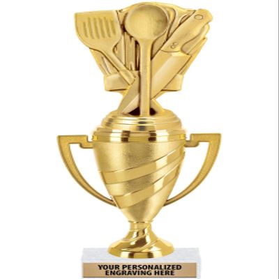 Crown Awards Cooking Trophy, 10" Gold Cup Chef Hat Cooking Trophies with Engraving Included, 1 Pack