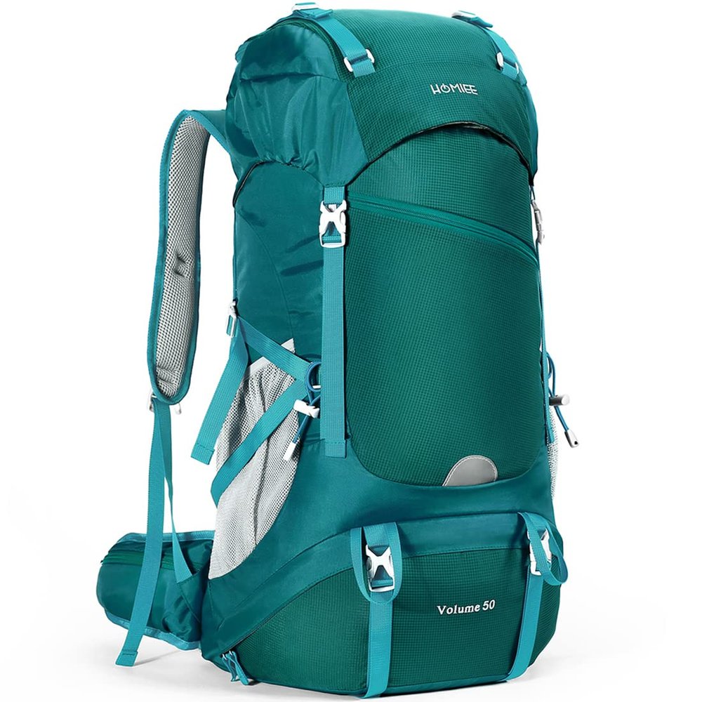 HOMIEE 50L Hiking Backpack Travel Bag Waterproof Camping Rucksack with Rain Cover Lightweight Backpacking Backpack