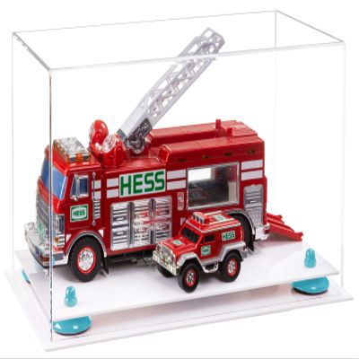 Better Display Cases Versatile Clear Acrylic Display Case - Medium Rectangle Box with Light Blue Risers and White Base 14" x 8" x 8.5" (A011-BLR)