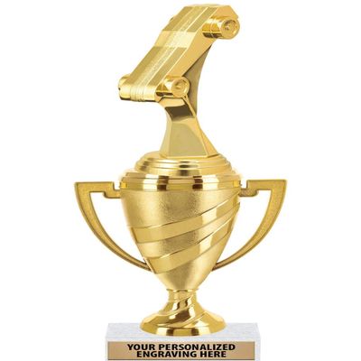 Racing Derby Trophy, 12" Gold Cup Racing Derby Trophies with Engraving Included, 1 Pack