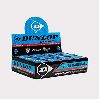 Dunlop Sports Elite Doubles High Altitude Squash Ball, Blue Hard Ball w/White Dot, Box of 12