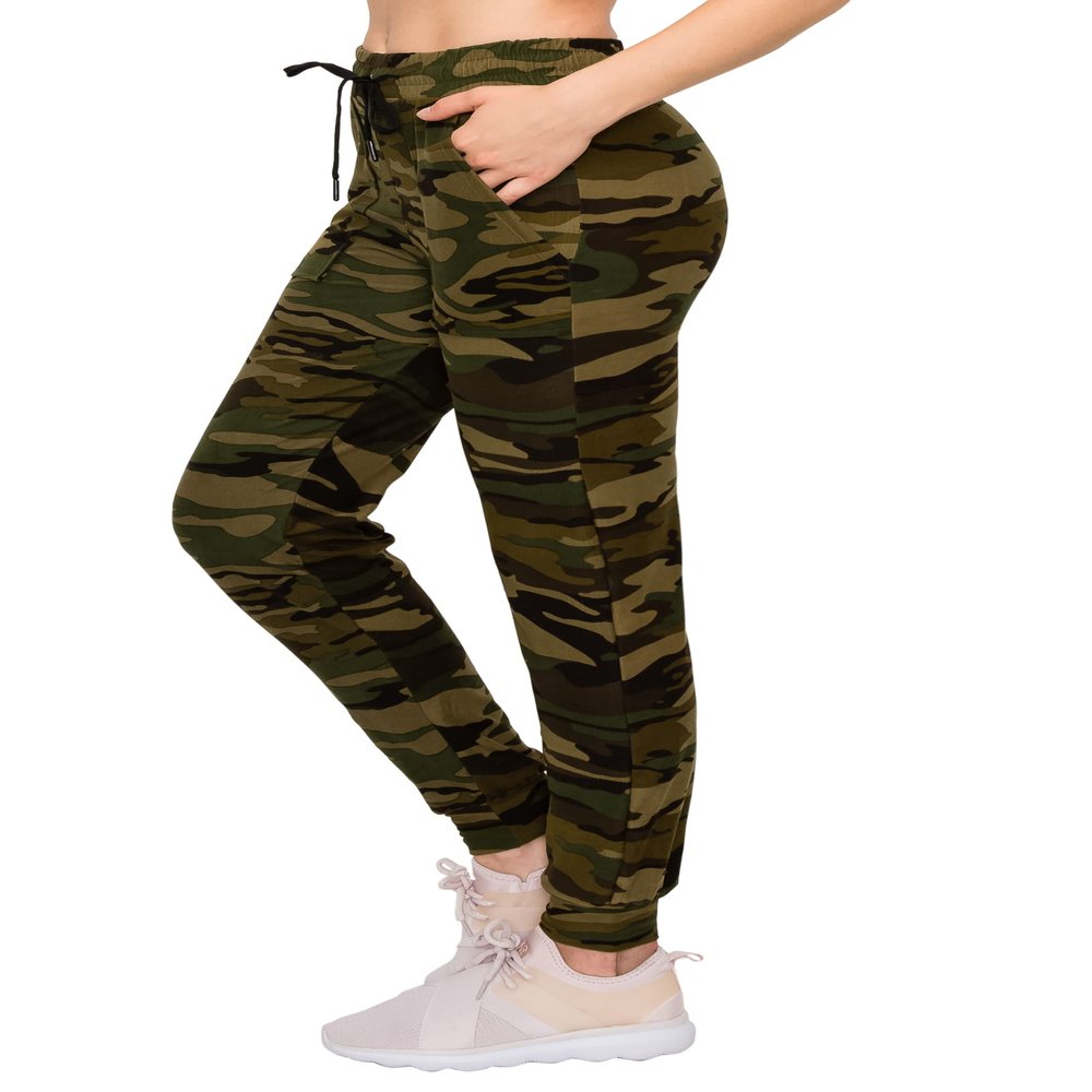 ALWAYS Women Camo Jogger Pants - Super Skinny Fit Lightweight Premium Soft Stretch Drawstrings Pockets Pants 143 2XL