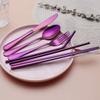 Topbooc 8-Piece Portable Stainless Steel Flatware Set, Travel Camping Cutlery Set with Purple Waterproof Case view 3