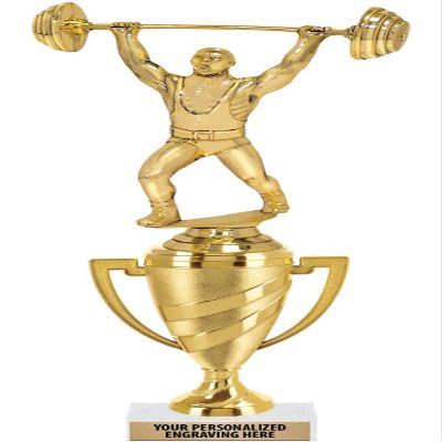 Crown Awards Weightlifter Trophy, 11.5" Gold Cup Weightlifting Trophies with Engraving Included, 5 Pack Prime