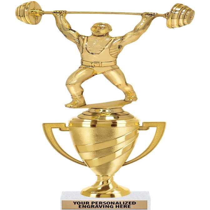 Crown Awards Weightlifter Trophy, 11.5" Gold Cup Weightlifting Trophies with Engraving Included, 5 Pack Prime