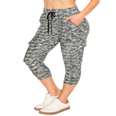 ALWAYS Womens Cargo Capri Jogger Sweatpants with Pockets Super Soft Stretch Lounge Pants, Casual Joggers for Women, Daily Wear & Travel, Space Dye Blue S