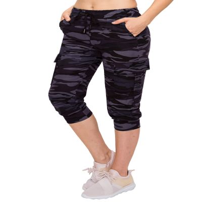 ALWAYS Womens Cargo Capri Jogger Sweatpants with Pockets  Super Soft Stretch Lounge Pants, Casual Joggers for Women, Daily Wear & Travel, Dark Camo 153 M