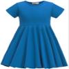TriKalor Girls Dresses Short Sleeve Solid Color Skater Casual Twirly Dress with Pockets Sky Blue 10-12 Years view 1