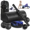 Foam Roller Set - High Density Back Roller, Muscle Roller Stick,2 Foot Fasciitis Ball, Stretching Strap, Massager Ball for Whole Body Physical Therapy & Exercise, Yoga, Back Pain, Leg, Deep Tissue view 1