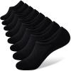 SIXDAYSOX Low Cut Socks Pure Black 8 Pairs Mens No Show Socks Size 12-15 Cotton Anti-Slip Casual Socks for Loafer Flats Sneakers view 1