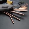 Portable Stainless Steel Flatware Set, Travel Camping Cutlery Set, Portable Utensil Travel Silverware Dinnerware Set with a Waterproof Case (Rose God) view 2