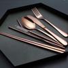 Portable Stainless Steel Flatware Set, Travel Camping Cutlery Set, Portable Utensil Travel Silverware Dinnerware Set with a Waterproof Case (Rose God) view 3