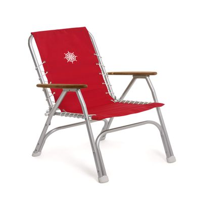 FORMA MARINE High Back Deck Chair, Boat Chair, Folding, Anodized, Aluminium, RED, Model M150R