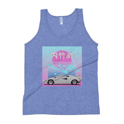 Vaporwave Countach 80's Aesthetic Jazz Unisex Tank Top Athletic Blue