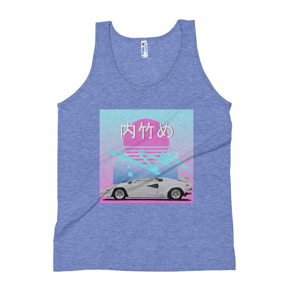 Vaporwave Countach 80's Aesthetic Jazz Unisex Tank Top Athletic Blue