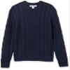 Amazon Essentials Men's Long-Sleeve 100% Cotton Fisherman Cable Crewneck Sweater, Navy, Large view 1