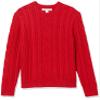 Amazon Essentials Men's Long-Sleeve 100% Cotton Fisherman Cable Crewneck Sweater, Red, Medium view 1