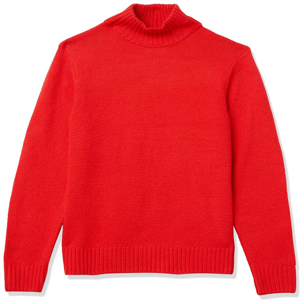 Amazon Essentials Men's Long-Sleeve Soft Touch Mockneck Sweater, -Red, Large