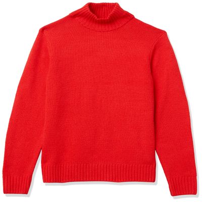 Amazon Essentials Men's Long-Sleeve Soft Touch Mockneck Sweater, -Red, Small