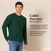 Amazon Essentials Men's Long-Sleeve 100% Cotton Fisherman Cable Crewneck Sweater, Dark Green, X-Small view 2