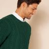 Amazon Essentials Men's Long-Sleeve 100% Cotton Fisherman Cable Crewneck Sweater, Dark Green, X-Small view 4