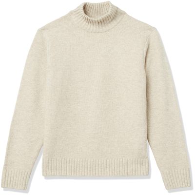Amazon Essentials Men's Long-Sleeve Soft Touch Cotton Blend Turtleneck Sweater, Off-white, Small
