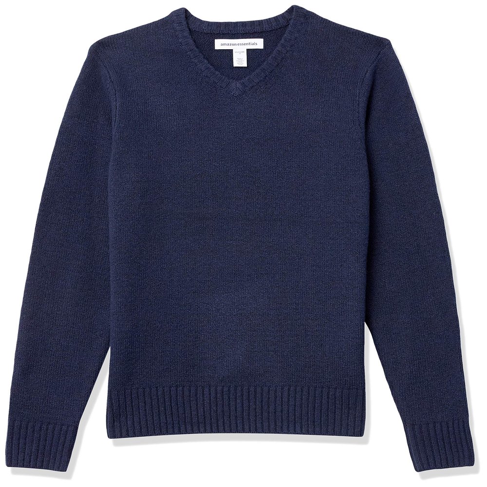 Amazon Essentials Men's Long-Sleeve Soft Touch V-Neck Sweater, Navy, X-Small