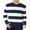 Amazon Essentials Men's Long-Sleeve 100% Cotton Fisherman Cable Crewneck Sweater, Navy White Rugby Stripe, X-Small view 3