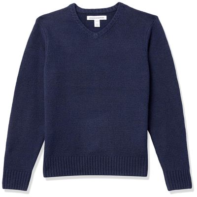 Amazon Essentials Men's Long-Sleeve Soft Touch V-Neck Sweater, Navy, Small