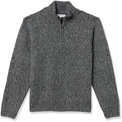 Amazon Essentials Men's Long-Sleeve Soft Touch Quarter-Zip Sweater, Charcoal Marl, Small