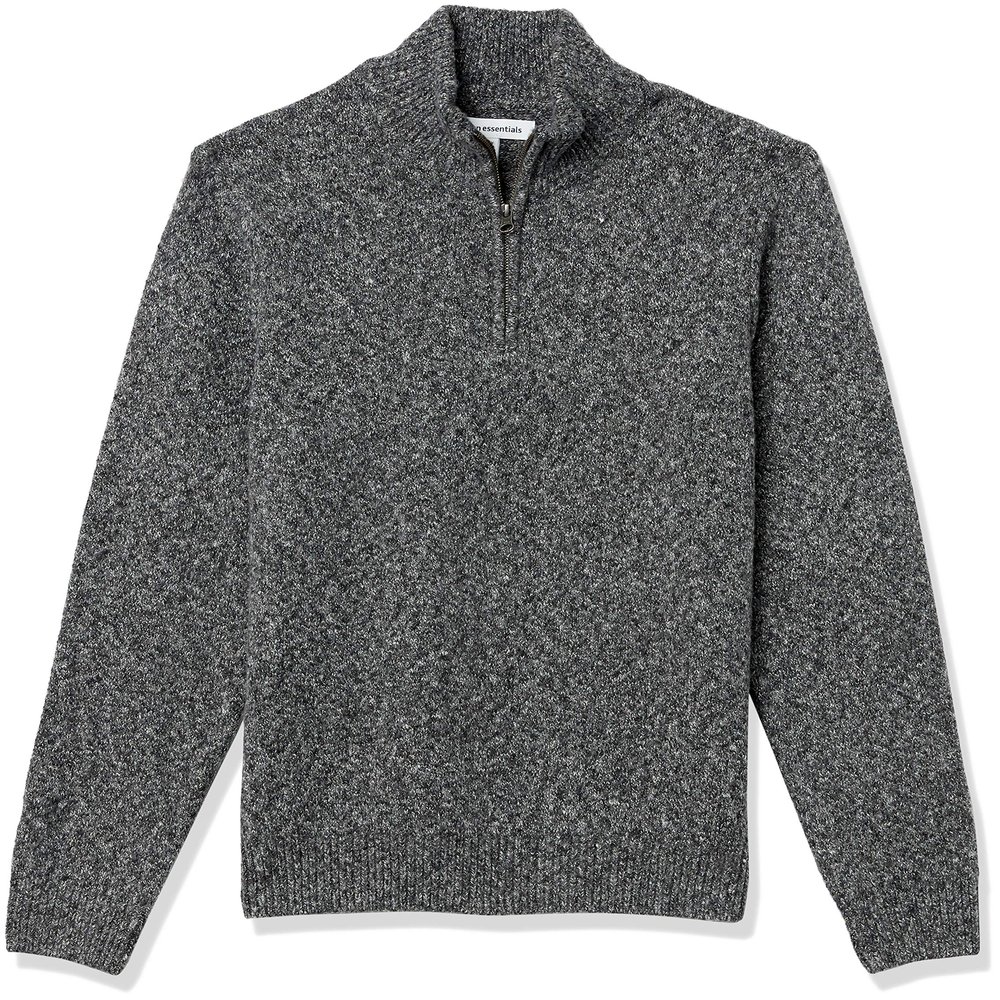 Amazon Essentials Men's Long-Sleeve Soft Touch Quarter-Zip Sweater, Charcoal Marl, Small