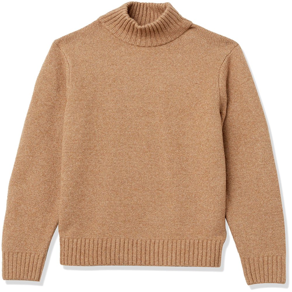 Amazon Essentials Men's Long-Sleeve Soft Touch Turtleneck Sweater, Camel, Large