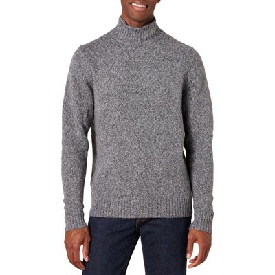 Amazon Essentials Men's Long-Sleeve Soft Touch Cotton Blend Turtleneck Sweater, Charcoal Marl, Large