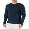 Amazon Essentials Men's Long-Sleeve 100% Cotton Fisherman Cable Crewneck Sweater, Navy, X-Large view 3
