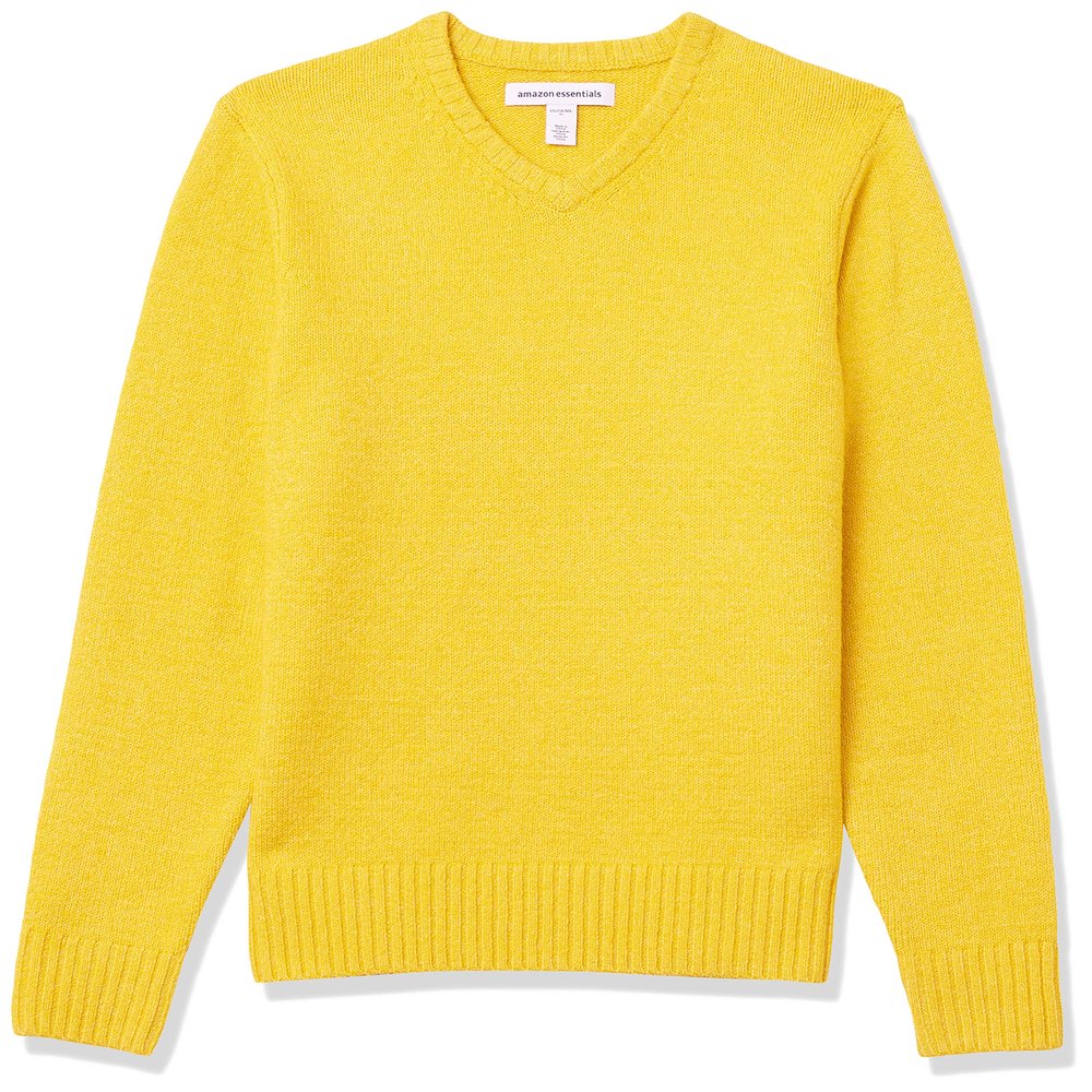 Amazon Essentials Men's Long-Sleeve Soft Touch V-Neck Sweater, Yellow, Small