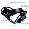 Adult Pano 3 Window Scuba Diving Mask, Tempered Glass Snorkel Mask Anti-Fog Swim Mask No Leakage Swim Goggles with Nose Cover Snorkeling Gear for Snorkeling, Freediving, Swimming (Black) view 3