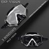Adult Pano 3 Window Scuba Diving Mask, Tempered Glass Snorkel Mask Anti-Fog Swim Mask No Leakage Swim Goggles with Nose Cover Snorkeling Gear for Snorkeling, Freediving, Swimming (Black) view 4