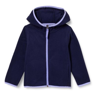 Amazon Essentials Toddler Girls' Polar Fleece Full-Zip Hooded Lightweight Jacket, Navy, 4T