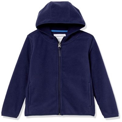 Amazon Essentials Toddler Boys' Polar Fleece Full-Zip Hooded Jacket, Navy, 2T