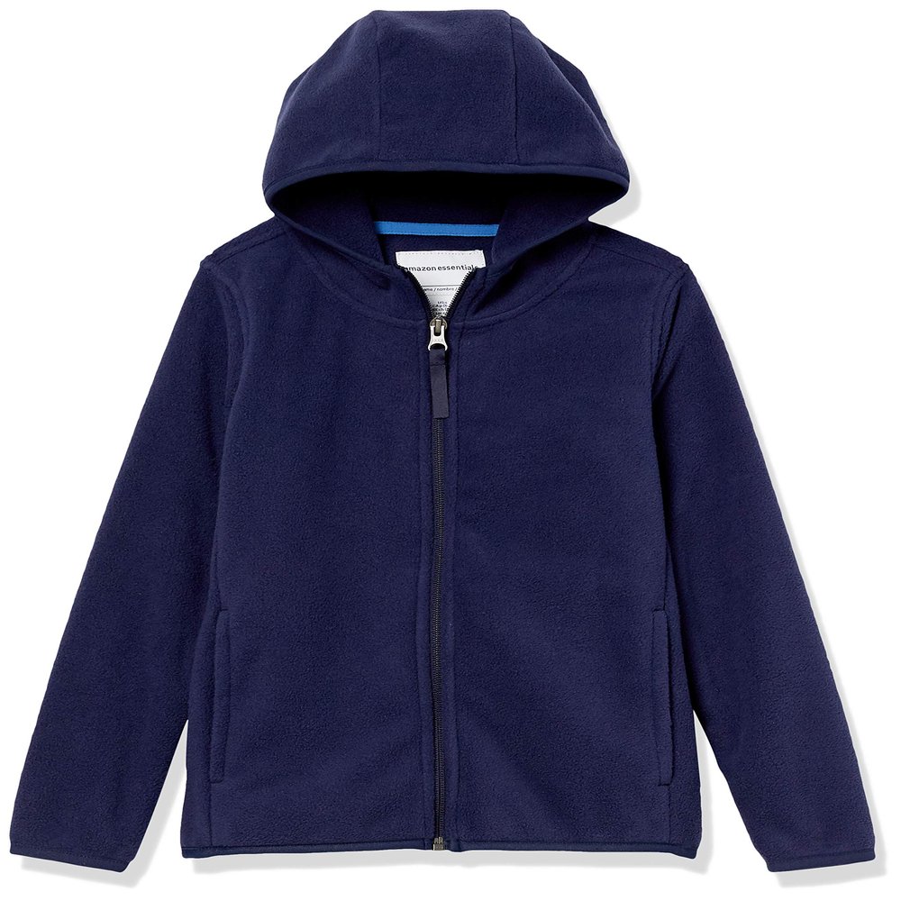Amazon Essentials Toddler Boys' Polar Fleece Full-Zip Hooded Jacket, Navy, 2T