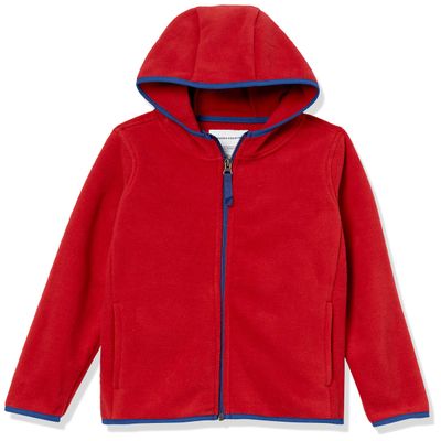 Amazon Essentials Toddler Boys' Polar Fleece Full-Zip Hooded Jacket, Red, 2T