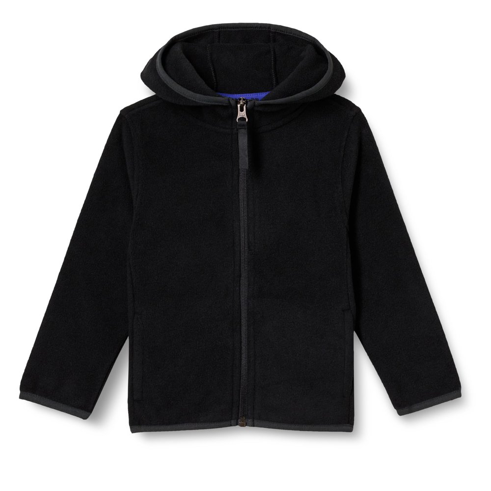 Amazon Essentials Boys' Polar Fleece Full-Zip Hooded Jacket, Black, Small