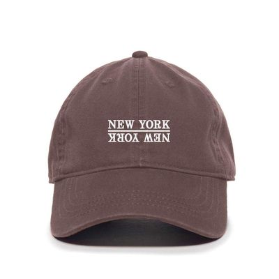 New York Baseball Cap Embroidered Cotton Adjustable Dad Hat Brown