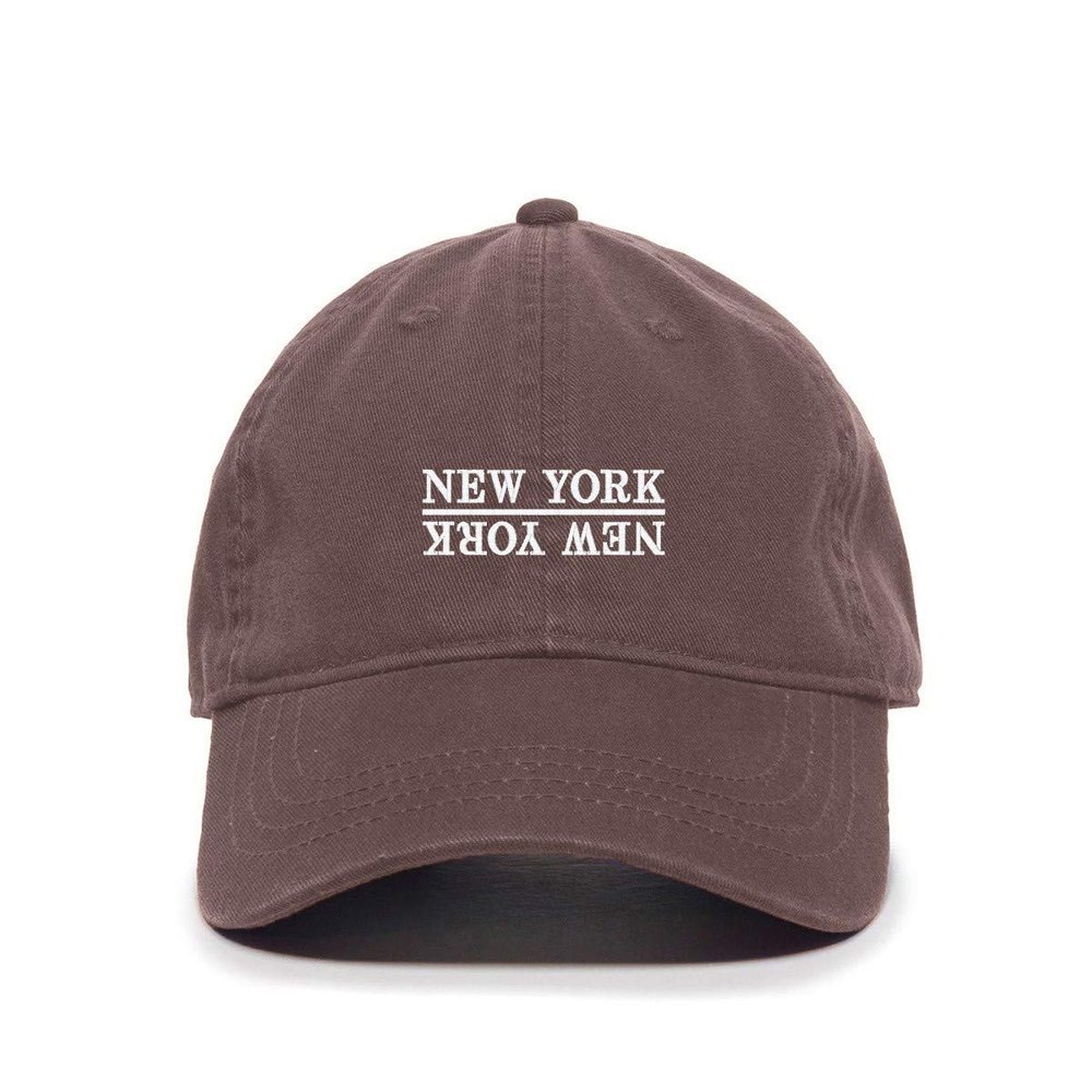 New York Baseball Cap Embroidered Cotton Adjustable Dad Hat Brown