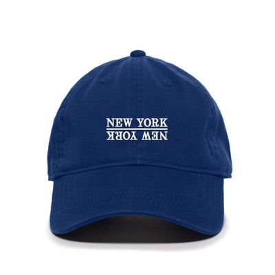 New York Baseball Cap Embroidered Cotton Adjustable Dad Hat Royal Blue