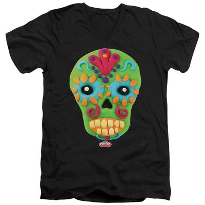 Play Doh Sugar Skull Unisex Adult V-Neck T Shirt for Men and Women, 2X-Large