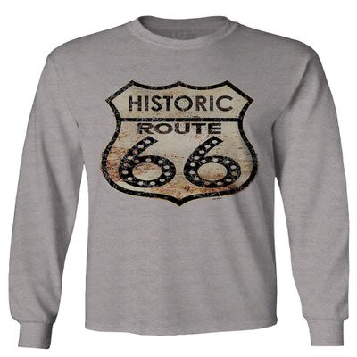 0273. Vintage Retro Road California Route 66 cali Republic Men's Long Sleeve t Shirt (Light Gray Small)
