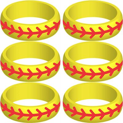 SayitBands Six of Softball Silicone Ring Size 12