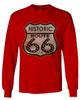 0273. Vintage Retro Road California Route 66 cali Republic Men's Long Sleeve t Shirt (Red, X-Large) view 1
